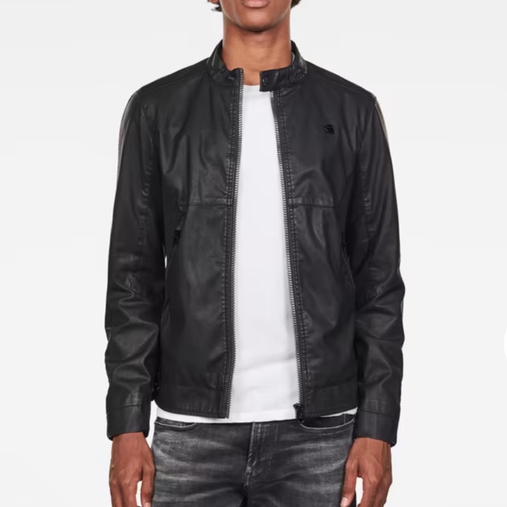 G-STAR RAW Motac-X GPL Black Leather-Look Moto Biker Jacket S